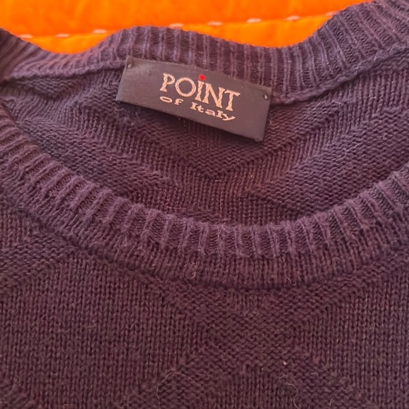 Point of Italy men’s cotton navy diamond patterned sweater szL - Picture 2 of 4